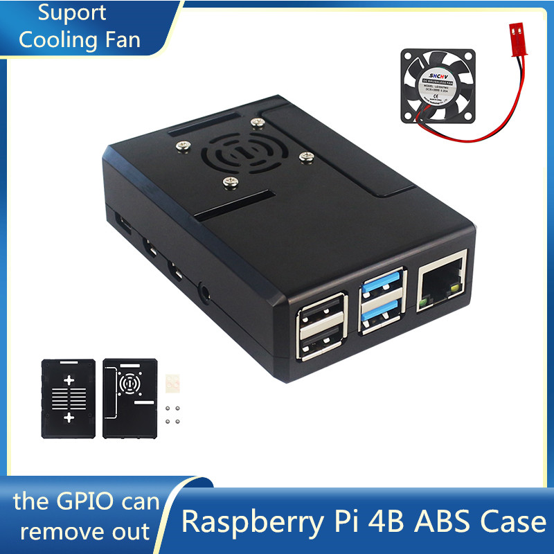 Pi 4 Case - Raspberry Pi ABS-Gehäuse Schwarze Kunststoffhülle Abnehmbare