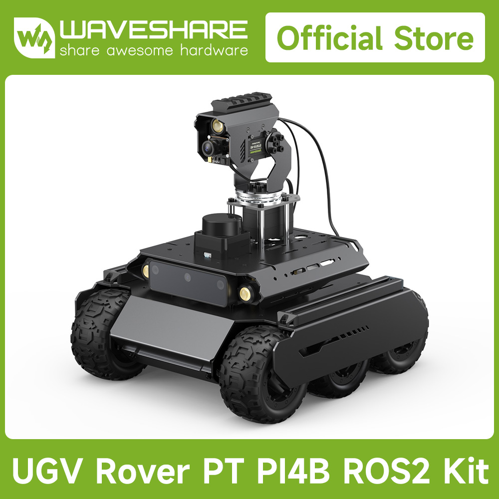 Raspberry Pi Kit - Waveshare Rover ROS 2 Open-Source 6-Rad-4WD-KI-Roboter,