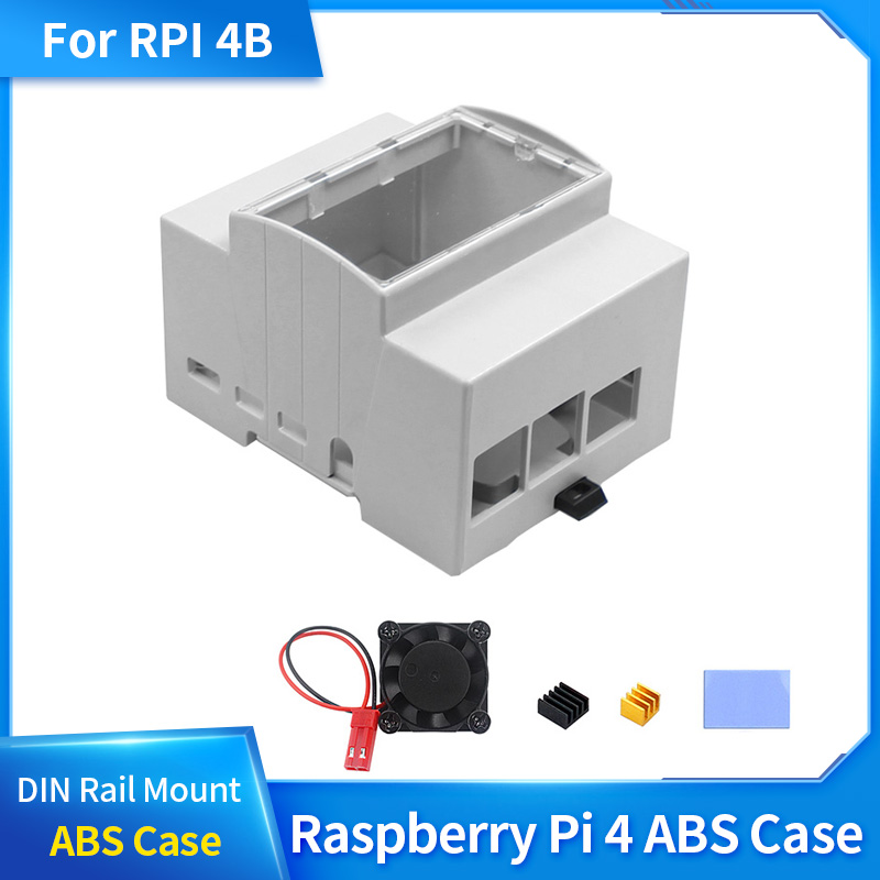 Pi 4 Case - Raspberry Pi 4, ABS-Gehäuse, DIN-Schienenmontage, großer
