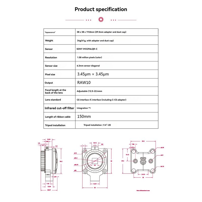 A86P-Für Raspberry Pi Global S – Raspberry Pi Global Shutter Camera Imx296 Bewertung und Preis